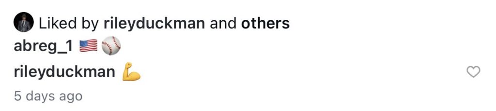 Riley Green/Alex Bregman Instagram Comment