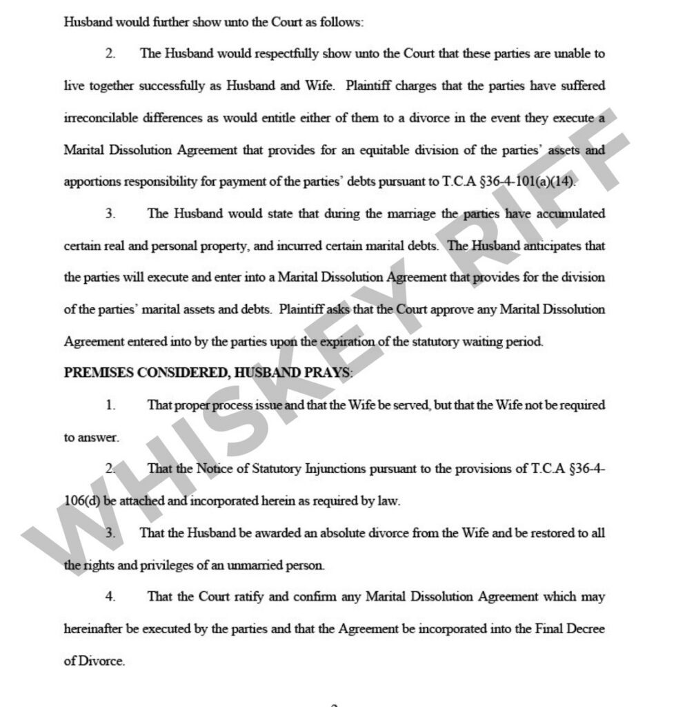 Jelly Roll Divorce complaint