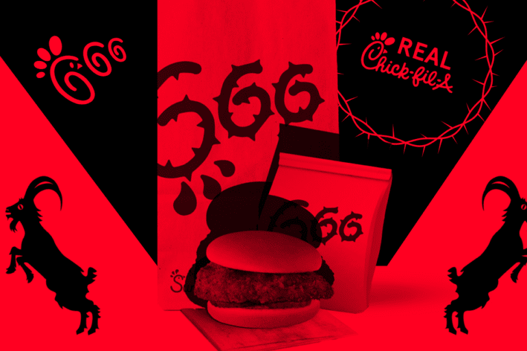 A red and black poster