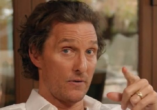 Matthew McConaughey with a ring on his finger
