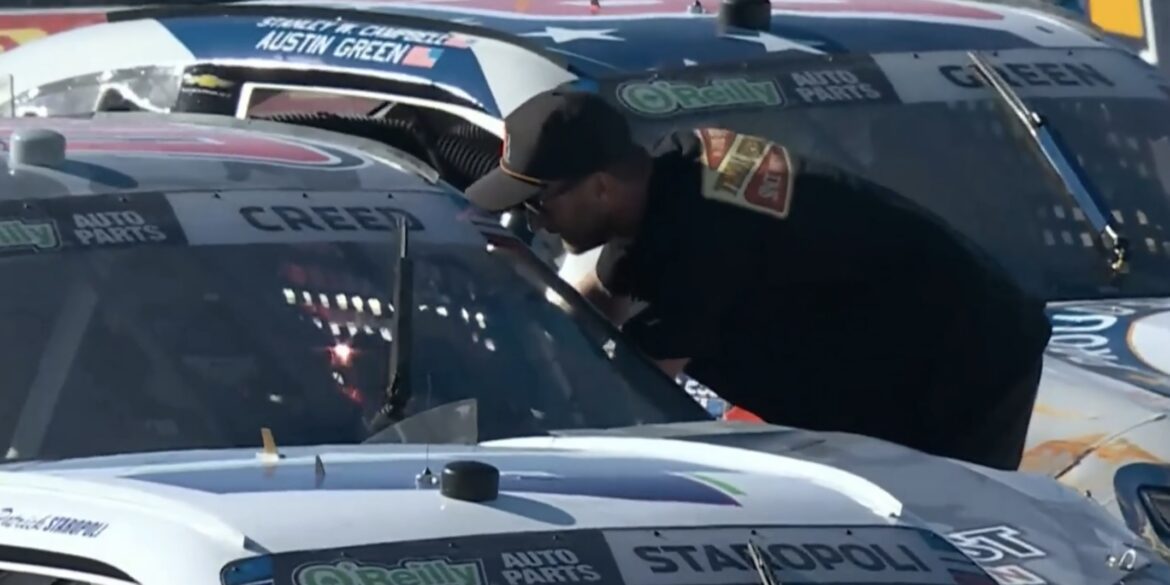 NASCAR fan on track