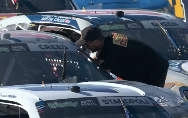 NASCAR fan on track