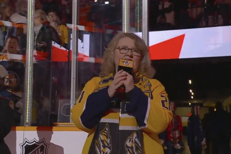 Nashville Predators fans O Canada singer
