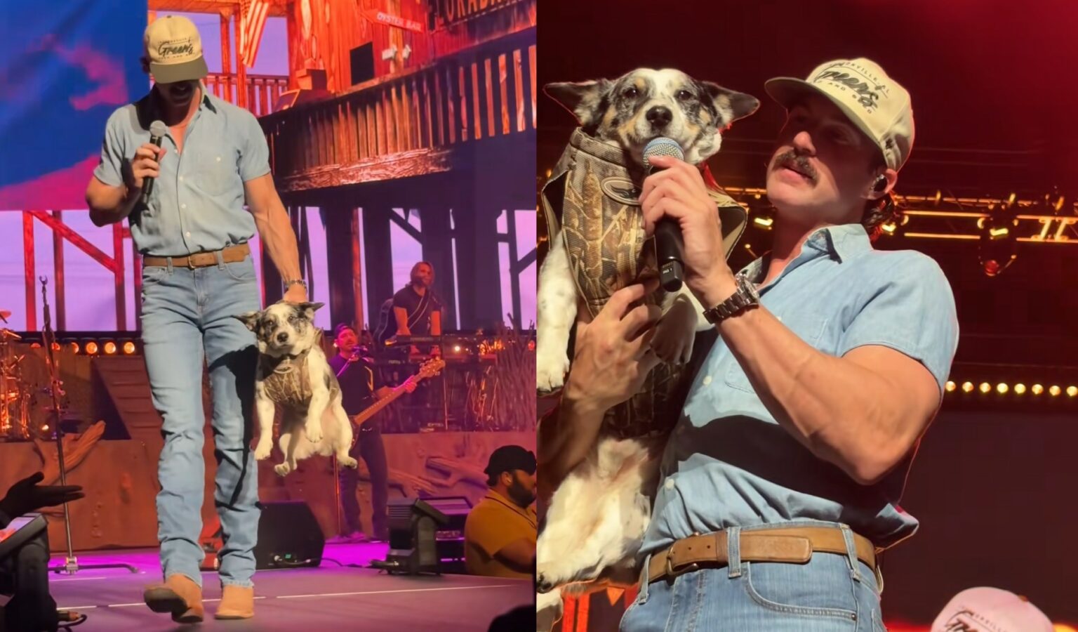 Riley Green Goes Viral Carrying His Dog, Carl, On Stage During ...