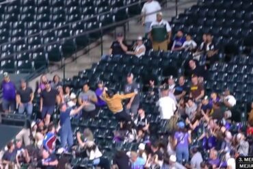 Baseball fan catches ball