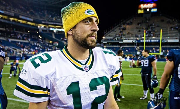 Aaron Rodgers in a sports uniform