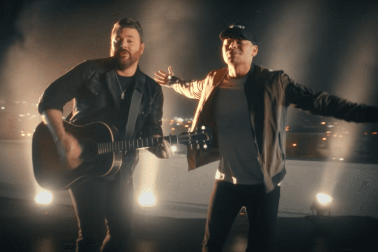 Chris Young and Kane Brown on a rooftop