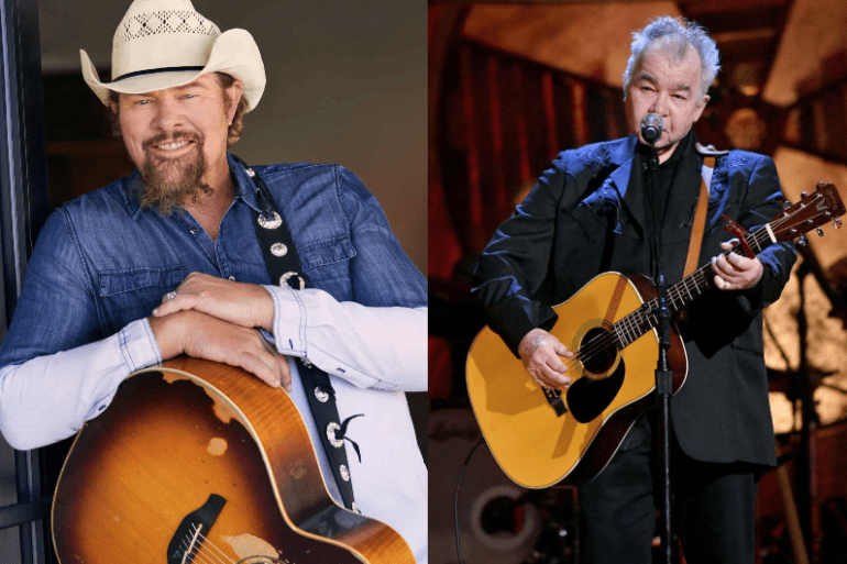 Toby Keith, John Prine are posing for a picture