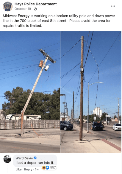 A telephone pole with wires