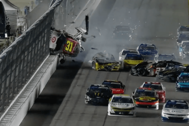 A group of cars on a race track