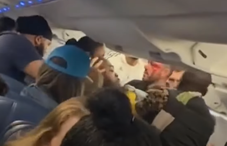 A group of people in a plane
