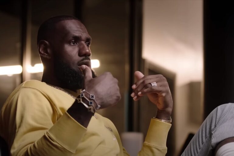 LeBron James in a yellow shirt