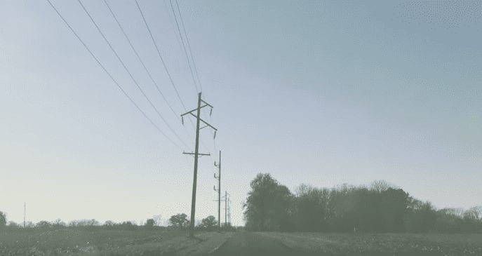 Power lines in a field