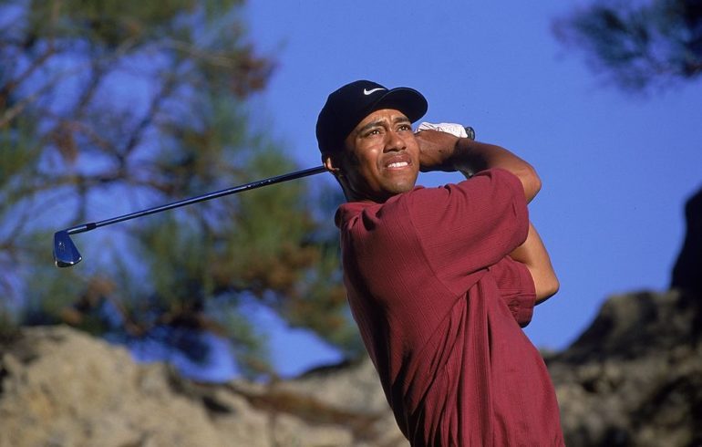 Tiger Woods swinging a golf club