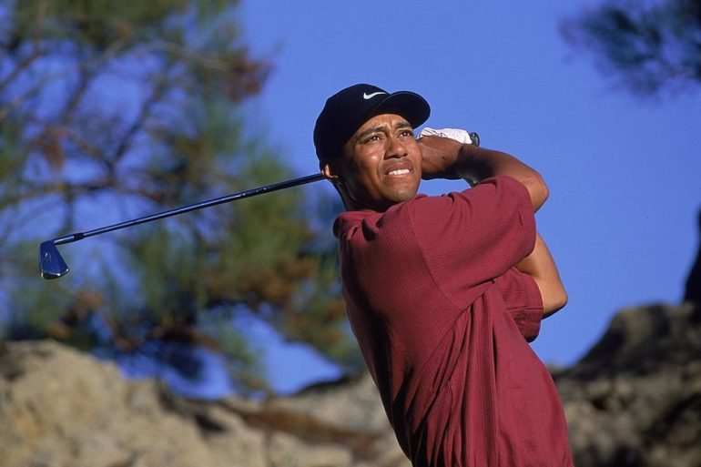 Tiger Woods swinging a golf club