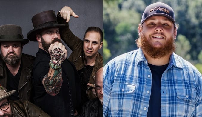 A man with a beard and a hat with Luke Combs, John Driskell Hopkins, Zac Brown et al. around him