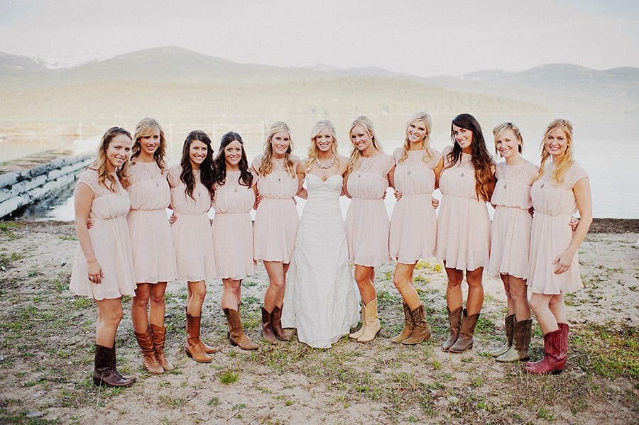 wedding dress with cowboy boots