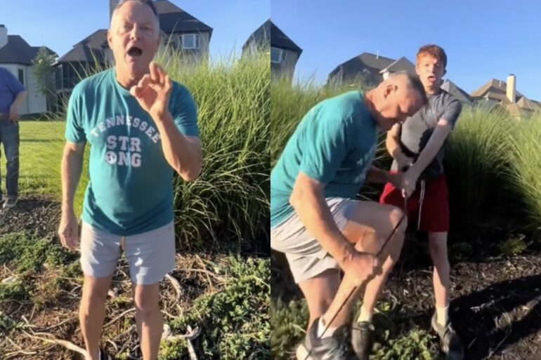 man yelling at kids fishing