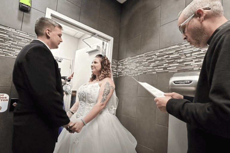 gas station bathroom wedding