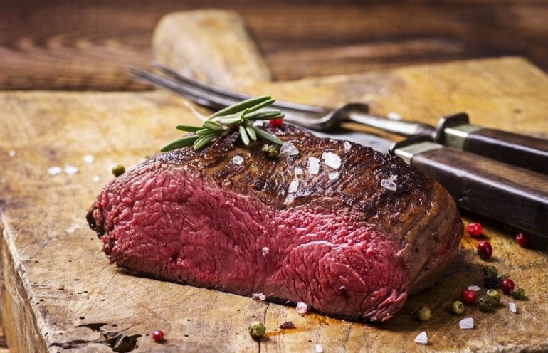 A steak on a cutting board
