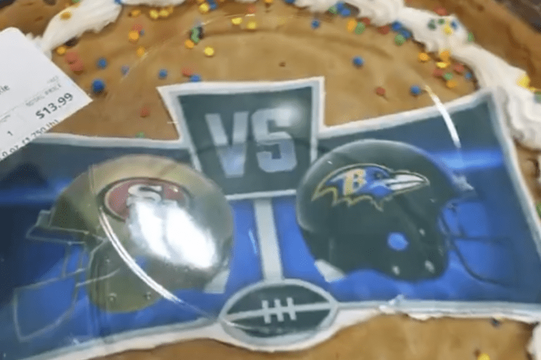 Super Bowl cookie cake 49ers Ravens