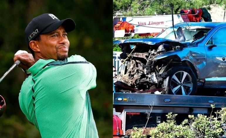 Tiger Woods holding a golf club